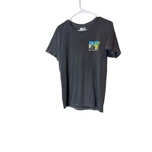 MTV Shirt Mens Medium Gray Music Television Psychedelic Mushroom Graphic‎ Tee